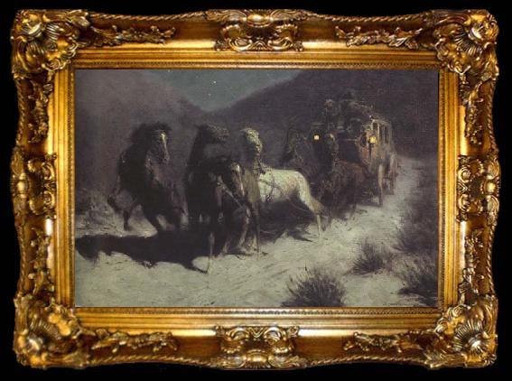 framed  Frederic Remington A Taint on the Wind (mk43), ta009-2